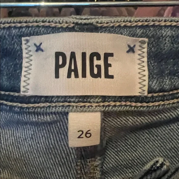 PAIGE Straight Leg Blue Jeans - Picture 2 of 3